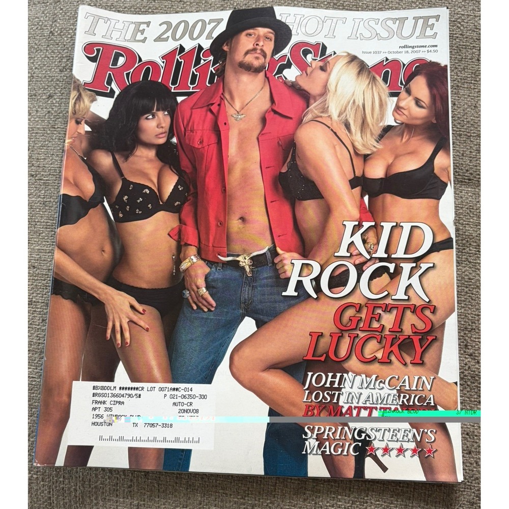 Y2k Vintage ROLLING STONE Magazine Kid Rock Gets Lucky OCT 18, 2007 Issue #1037